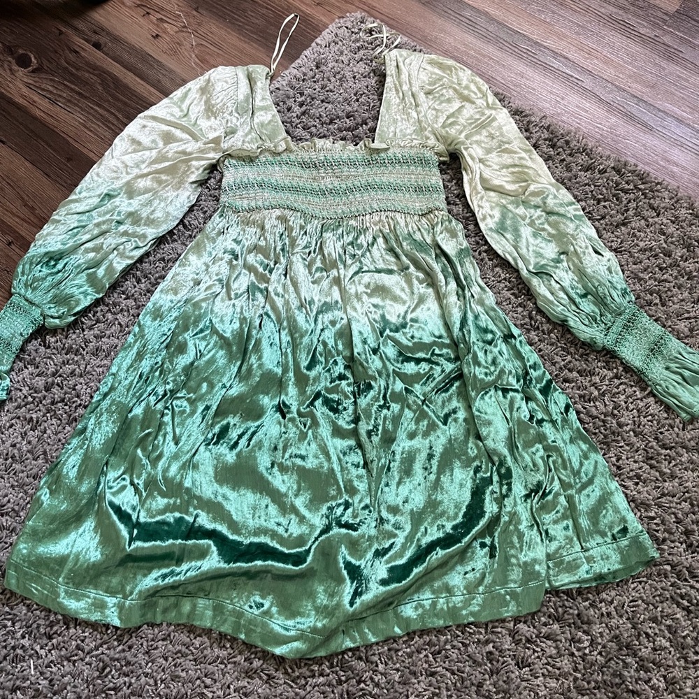 Urban Outfitters Isobel Smocked Velvet Mini Dress